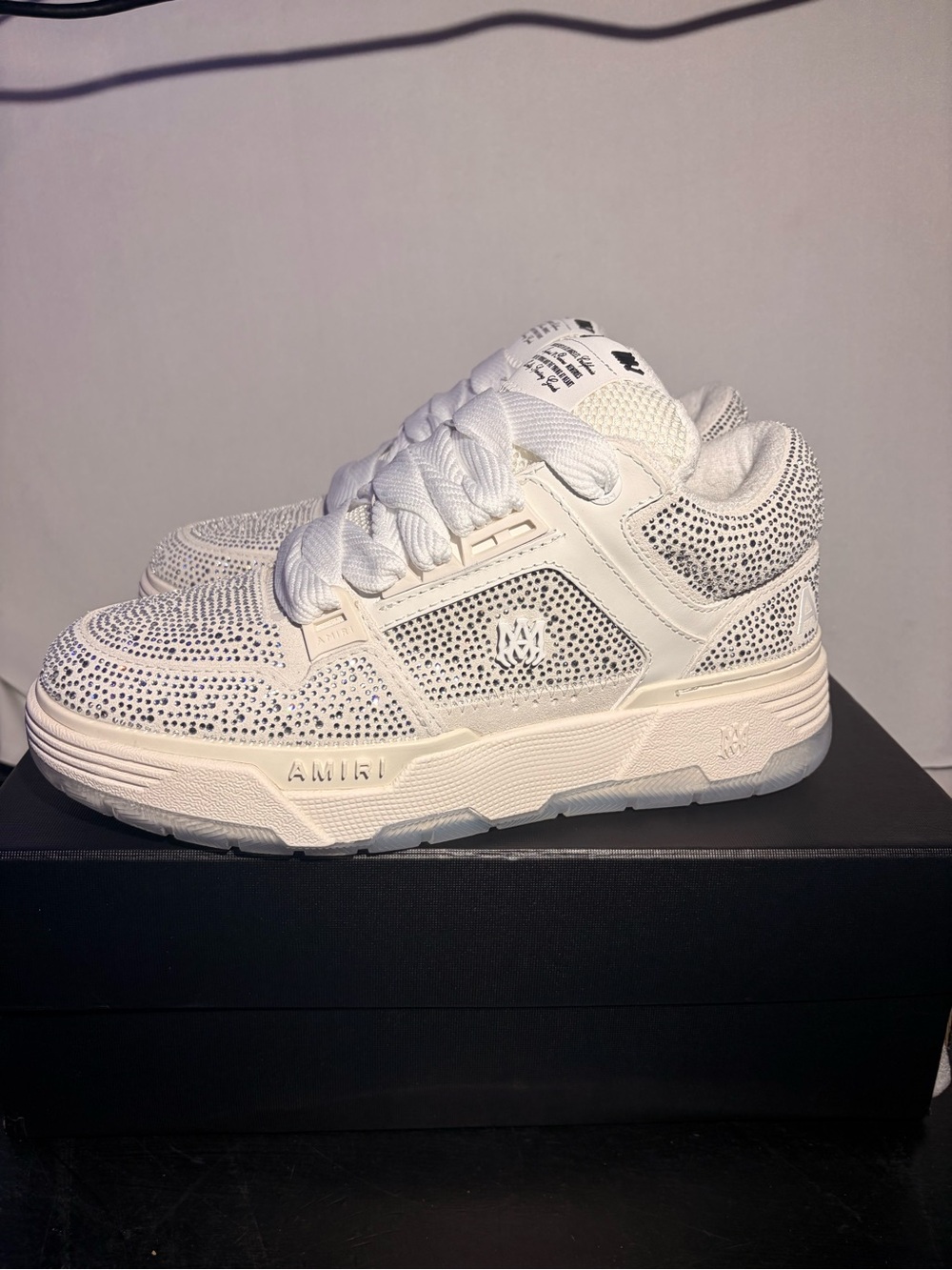 AMIRI White Crystal-Embellished Low-Top Sneaker - Picture 3 of 5